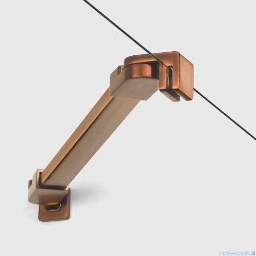 New Trendy Nesta Copper Brushed 100x200 cm drzwi wnękowe lewe wspornik skośny miedź szczotkowana/szkło przejrzyste D-0921A