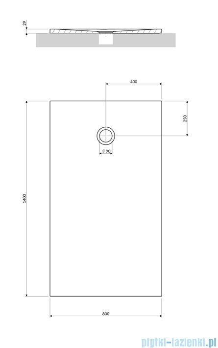 Omnires AQUAPURE M+ konglomeratowy brodzik prysznicowy antypoślizgowy 80x140 biały mat AQUAPURE80-140BM