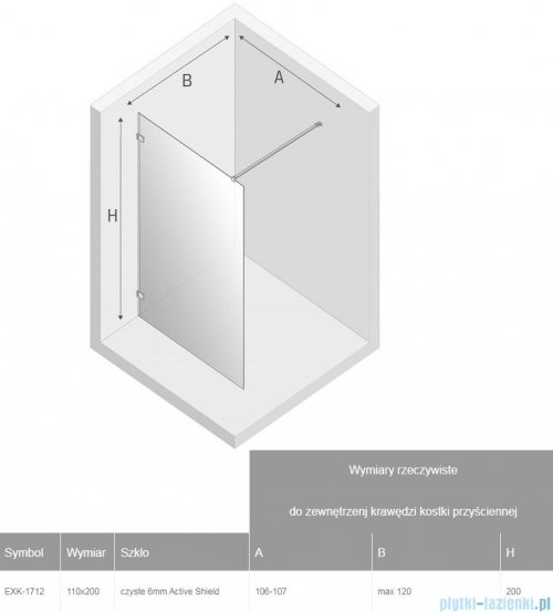 New Trendy Avexa Gold Shine kabina Walk-In 110x200 cm przejrzyste EXK-1712