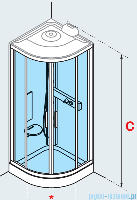 Novellini Glax 3 R90 kabina z hydromasażem półokrągła 90x90 srebrny GL3R99T1F-1B