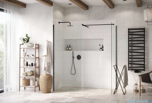 Excellent Vidoq walk-in kabina prysznicowa gięta, ścianka prosta 120cm, ścianka gięta 83cm czarny mat KAEX.1507.K.1200.0830.BL