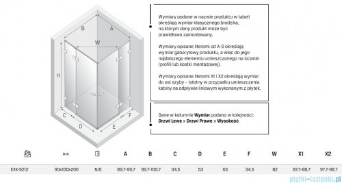 New Trendy Eventa Black Chrome kabina prysznicowa prostokątna 90x100x200 cm przejrzyste czarny połysk EXK-6212