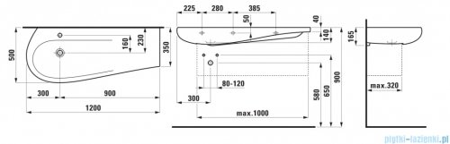 Laufen ILBAGNOALESSI umywalka ścienna 120x50cm biały mat H8149747571041
