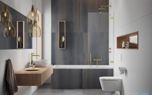Radaway Essenza Pro Brushed Gold Pnj II parawan nawannowy 60cm L/P szczotkowane złoto 10101060-99-01