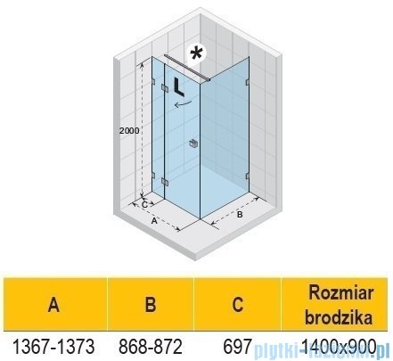 Riho Scandic NXT X203 kabina prysznicowa lewa 140x90cm czarna G001069121
