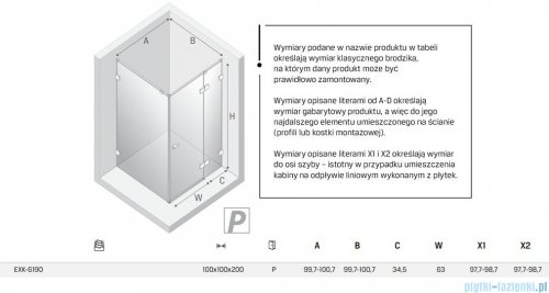 New Trendy Eventa Black Chrome kabina prysznicowa kwadratowa 100x100x200 cm prawa przejrzyste czarny połysk EXK-6190