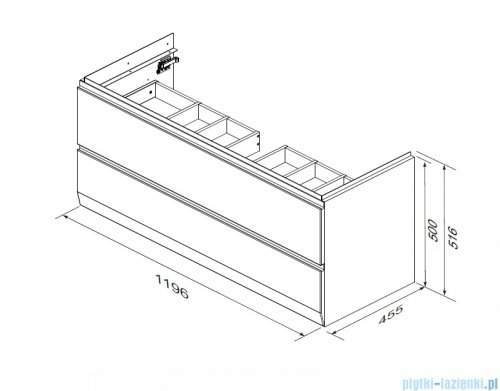 Oristo Brylant szafka podumywalkowa ryflowana wisząca 120x50x45 szaroniebieski mat OR36-SD2S-120-16R