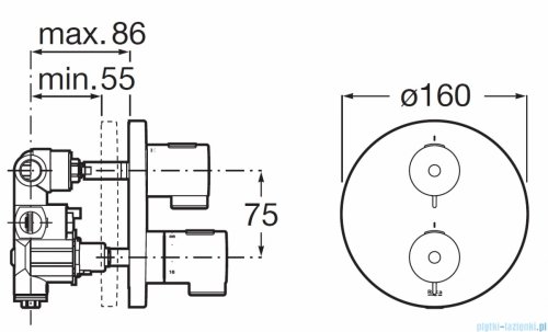 Roca T-500 bateria prysznicowa termostatyczna podtynkowa Czarny mat A5A2K18NB0