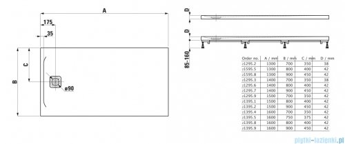 Laufen Pro Marbond brodzik prostokątny 140x90 cm Beton architektoniczny H2129570790001