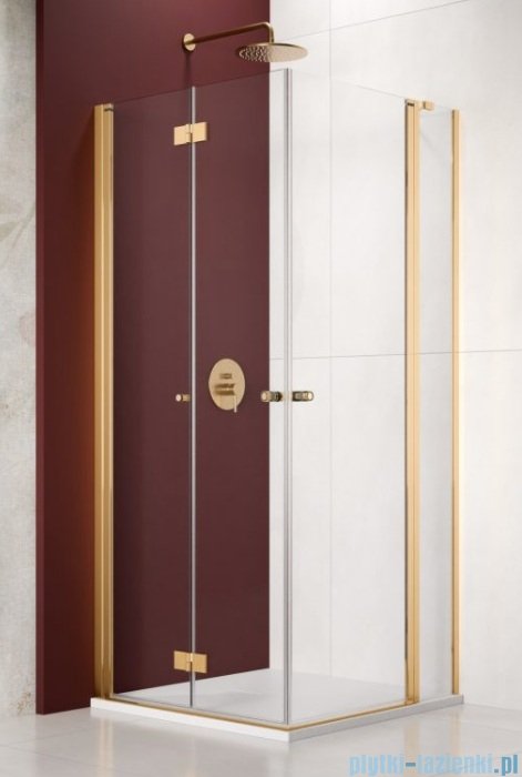 Radaway Nes Gold KDD B / KDD II kabina 80x80cm lewa złoty połysk przejrzyste 10024080-09-01L/10016080-09-01R