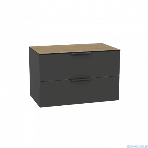 Excellent Tuto 2.0 szafka wisząca front gładki wysoki szary 80x50x46,5 cm blat dąb Hikora MLEX.2172.K.80.02BL.GRGR