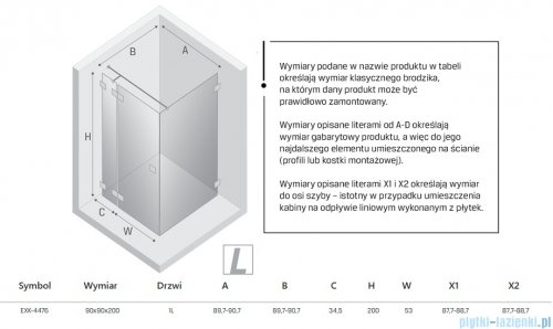 New Trendy Eventa kabina prysznicowa kwadratowa 90x90x200 cm lewa przejrzyste EXK-4476