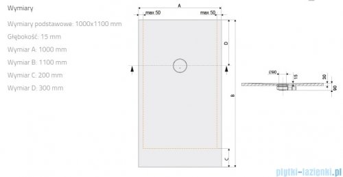 Sanplast Structure Mineral B-M/STRUCTURE brodzik prostokątny 100x110x1,5 cm mat czerni 645-360-0640-59-010
