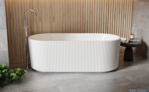 Besco Giuliana 170x80cm wanna wolnostojąca ryflowana akrylowa + syfon klik-klak chrom #WAS-170-GL
