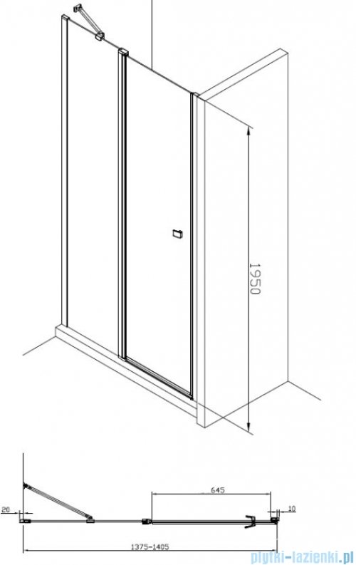 Roca Capital drzwi prysznicowe 140x200cm przejrzyste AM4614012M