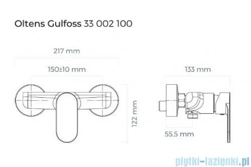 Oltens Gulfoss bateria prysznicowa ścienna chrom 33002100