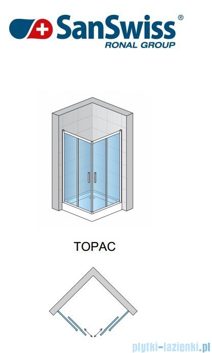 SanSwiss Top-Line TOPAC Wejście narożne 120cm profil srebrny Prawe TOPD12000107
