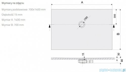 Sanplast Open Structure Mineral B-M/OPEN STR brodzik prostokątny 70x140x1,5 cm mat czerni 645-440-0170-59-020