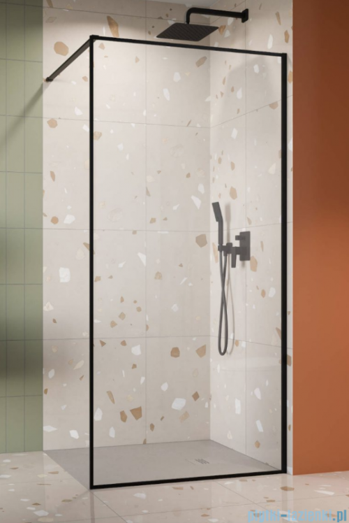 Radaway Modo F II Black kabina Walk-in 90x201cm Czarna szkło przejrzyste 10409094-54-01