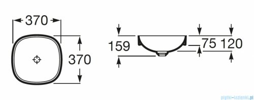 Roca FINECERAMIC umywalka wpuszczana w blat cienkościenna Soft 37x37 biała SUPERGLAZE A32750RS00