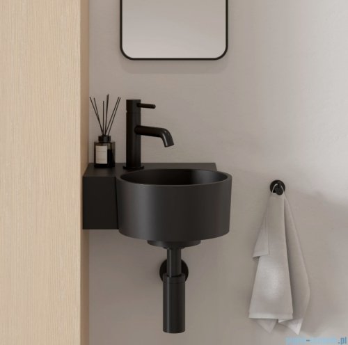 Omnires Ovo M+ umywalka nablatowa/wisząca lewa 33x34 cm black lava mat OVO335UWLBLV