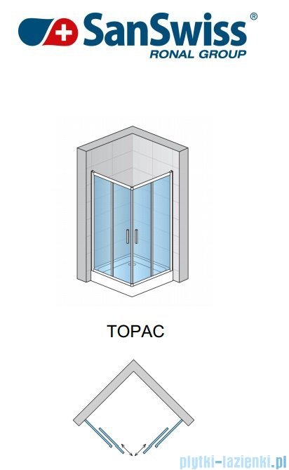 SanSwiss Top-Line TOPAC Wejście narożne 80cm profil połysk Prawe TOPD08005007