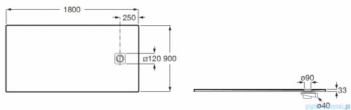 Roca Magma 180x90cm brodzik prostokątny kompozytowy STONEX CZARNY APE0170838403400