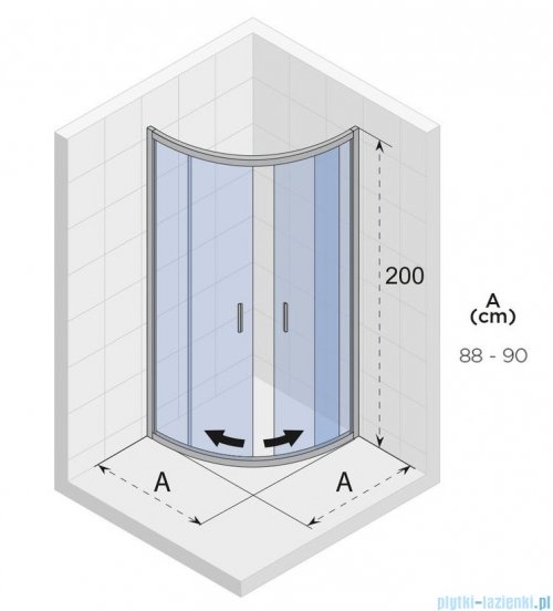Riho Hamar 2.0 R309 kabina prysznicowa półokrągła 90x90cm przejrzyste G007002120