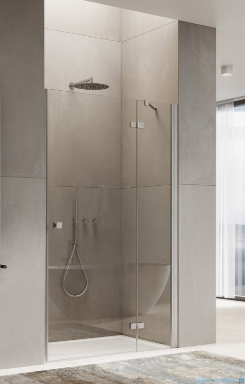 Ronal ANNEA AN13 Drzwi jednoczęściowe ze ścianką stałą w linii 90x200cm prawe nikiel szczotkowany AN13D09002507