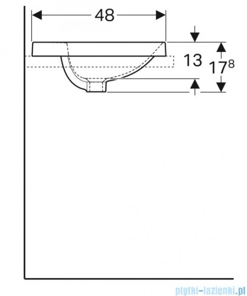 Geberit VariForm Umywalka owalna z półką z otworem na baterię 60x48cm KeraTect 500.724.00.2