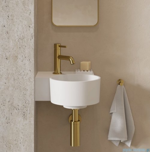 Omnires Ovo M+ umywalka nablatowa/wisząca lewa 33x34 cm biały mat OVO335UWLBM