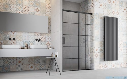 Radaway Idea Black 8 Dwj drzwi wnękowe 130cm prawe czarny mat/szkło przejrzyste 10330670-54-01R/10350603-01-01