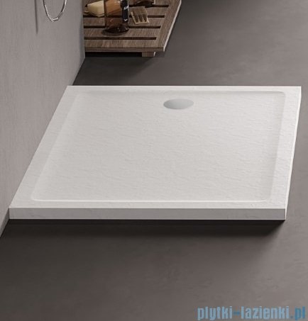 New Trendy Mild Stone Brodzik akrylowy prostokątny 80x90x4,5 cm biały B-0548