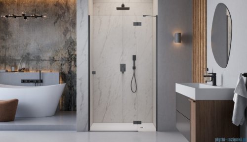 Radaway Essenza 8 Brushed GunMetal Dwj drzwi wnękowe 90cm prawe szczotkowany grafit/szkło przejrzyste 10480612-01-01R/10460237-92-01R
