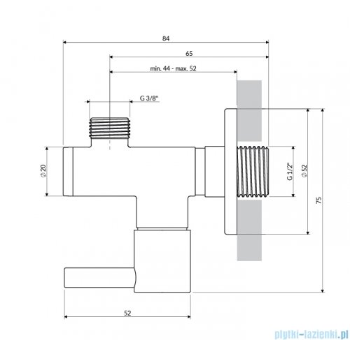 Omnires zawór kątowy mosiądz szczotkowany 8857BSB