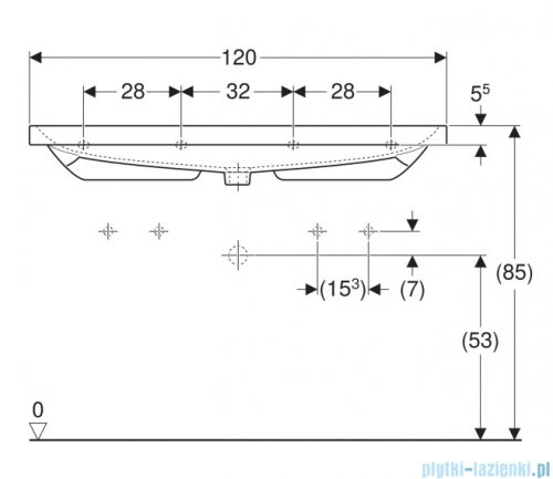 Geberit Acanto Umywalka ścienna bez otworu na baterię 120x48 cm 501.880.00.7