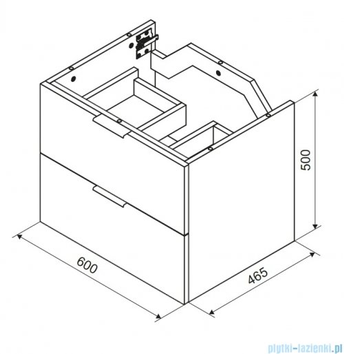 Excellent Tuto 2.0 szafka wisząca front ryflowany biały połysk 60x50x46,5 cm blat dąb Hikora MLEX.2172.K.60.03BL.WHWH