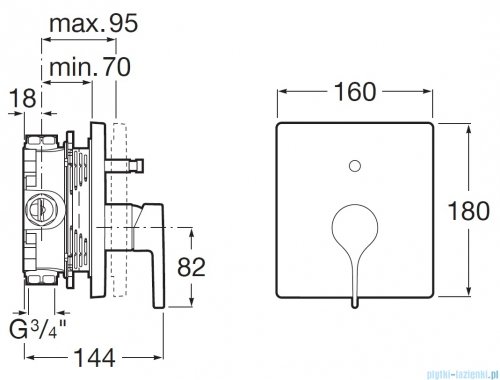 Roca Insignia bateria prysznicowa podtynkowa Rose Gold EVERLUX-PVD A5A0B3ARG0