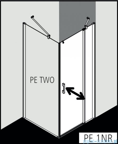 Kermi Pega drzwi wahadłowe 1-skrzydłowe z polem stałym 110 cm prawe przejrzyste PE1NR11020VPK