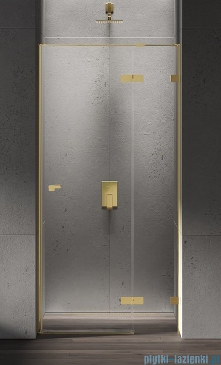New Trendy Eventa Gold Shine drzwi wnękowe pojedyncze 110x200 cm przejrzyste prawa Złoty połysk EXK-4678