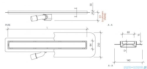 Wiper New Premium Pure Odpływ liniowy z kołnierzem 70 cm szlif 100.1973.02.070