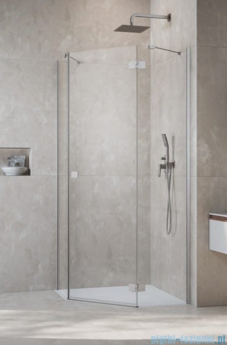 Radaway Essenza Ptj Brushed Nickel kabina pięciokątna 80x100cm prawa szczotkowany nikiel 1385010-91-01R/1385054-01-01