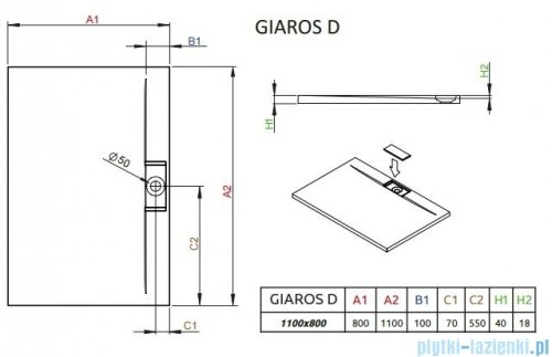 Radaway Giaros D Brodzik prostokątny 110x80x4cm M3GRD1180