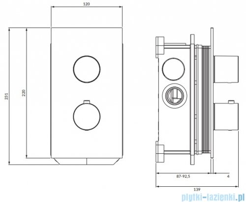 Omnires Contour bateria termostatyczna podtynkowa miedź szczotkowana CT8036CPB