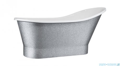 Besco Gloria Glam srebrna 160x68cm wanna wolnostojąca Retro+syfon klik-klak
