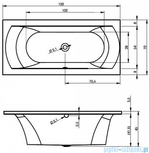 Riho Lima wanna prostokątna 150x70cm z hydromasażem Air prawa B049002005