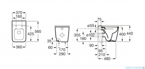 Roca Inspira Square Rimless miska WC stojąca biała matowa A347537620