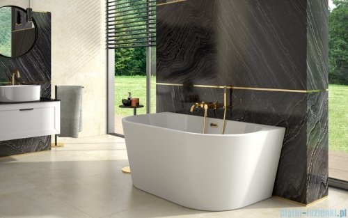 Besco Vica New wanna 150x80cm wolnostojąca przyścienna z przelewem szczelinowym slim syfon klik-klak biały #WAS-150VNBI