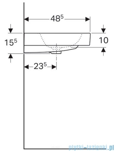 Geberit iCon Umywalka ścienna bez otworu na baterię z przelewem 75 x 48,5 cm KeraTect 124078600