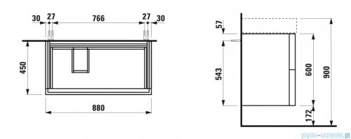 Laufen KARTELL szafka pod umywalkę 88x45cm szary łupek H4076180336421